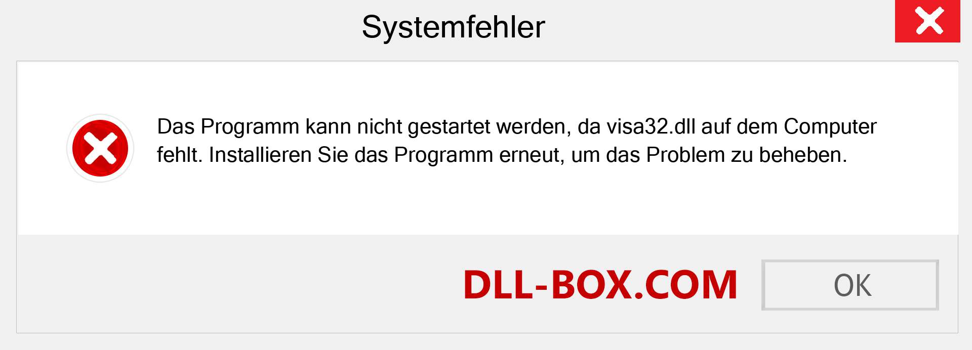 visa32.dll-Datei fehlt?. Download für Windows 7, 8, 10 - Fix visa32 dll Missing Error unter Windows, Fotos, Bildern